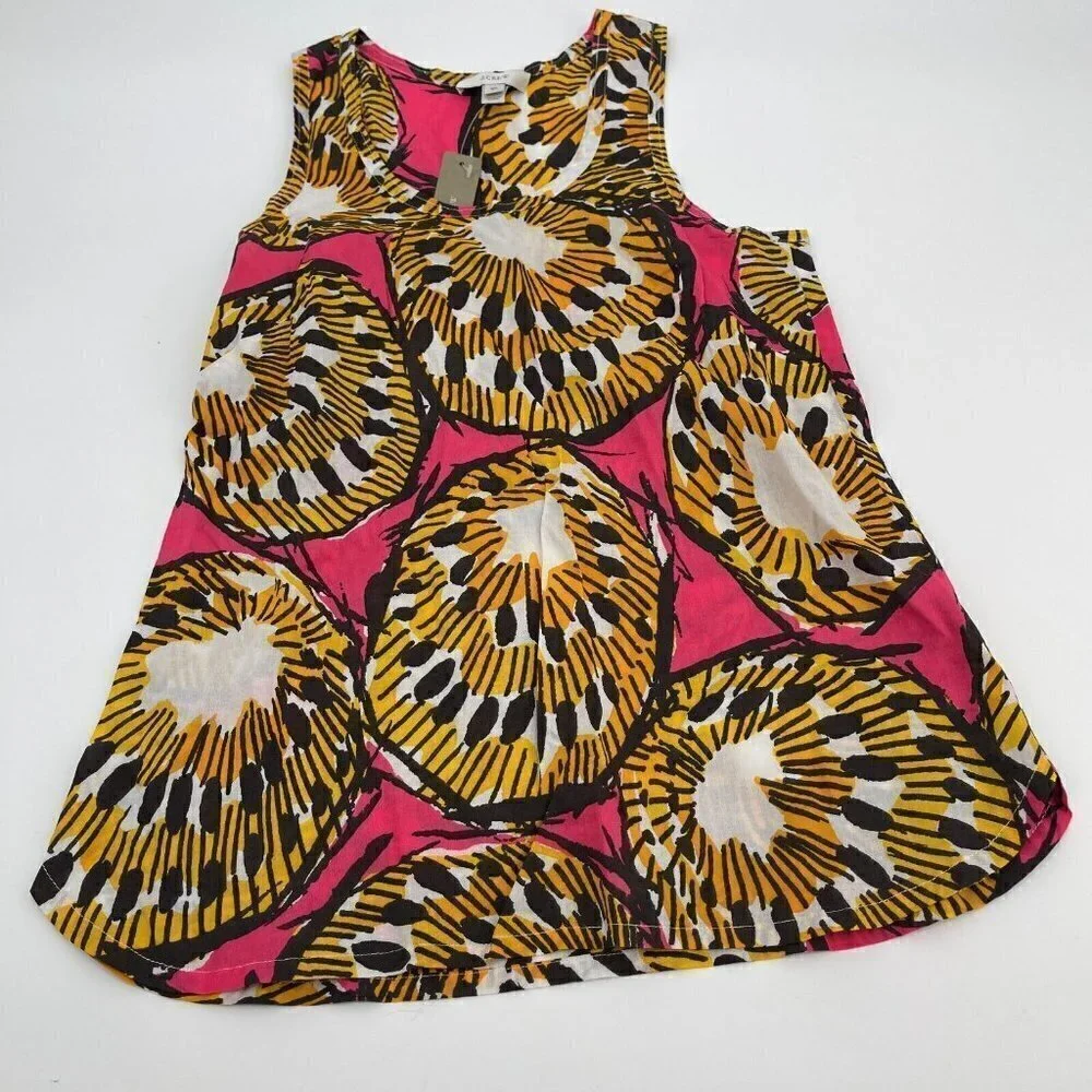 J Crew Tank Top 00 Womens Kiwi Pink Yellow Tank Top Casual Sleeveless New